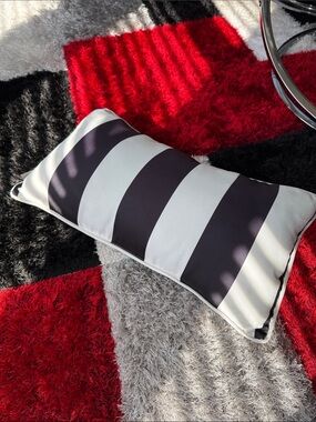 Black and White Striped Decorative Lumbar Pillow